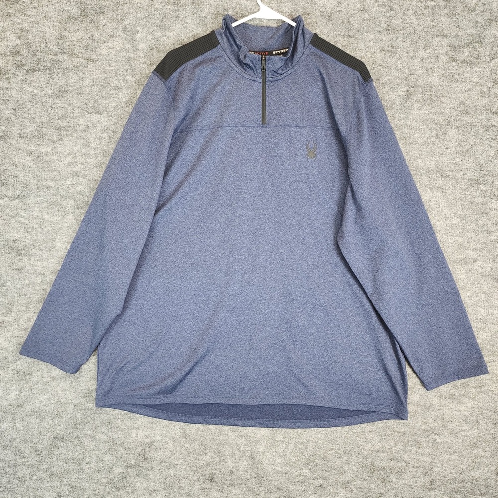 Spyder Active‎ Sweater Mens XXL Blue 1/4 Zip Long Sleeve ProWEB Quick Dry Top